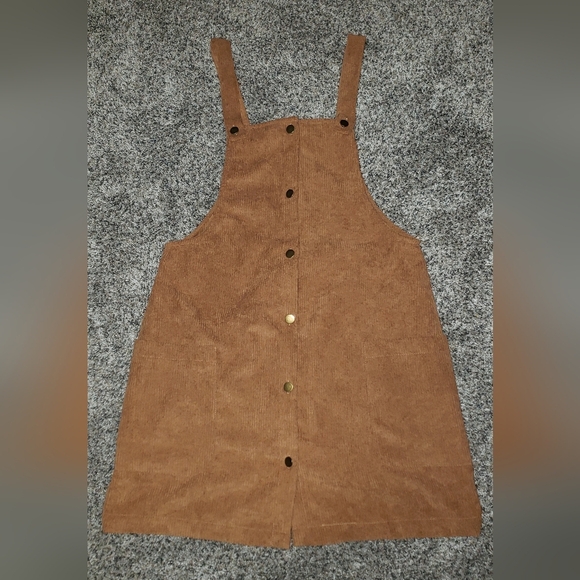 Corduroy| Pinafore Button-Down Dress - Picture 1 of 5
